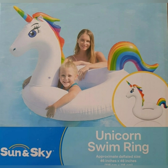 Unicorn Swim Ring Floatie Rainbow New - Picture 2 of 2